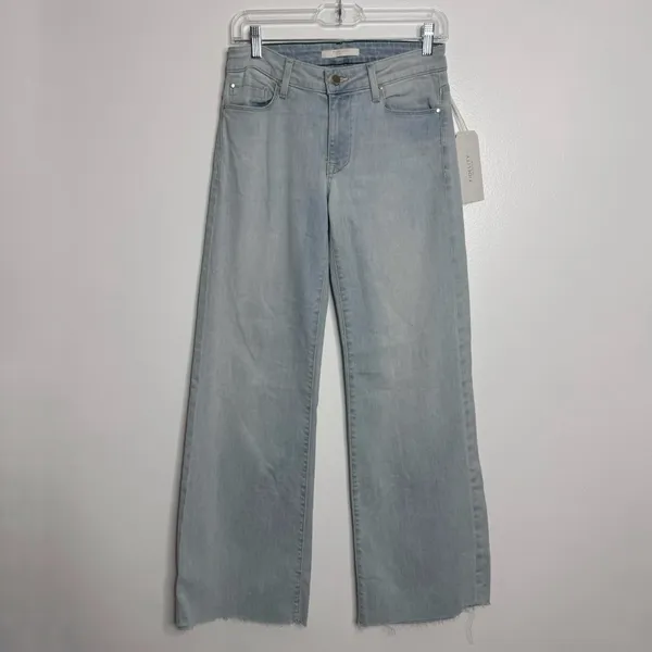 NWT Fidelity Coco Wide Leg Jeans Raw Hem Clearwater Blue‎ Size 26 Clean Girl - Image 2