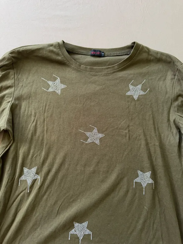 Grunge Y2K Bejeweled Star 3/4 Sleeve Tee - Image 3