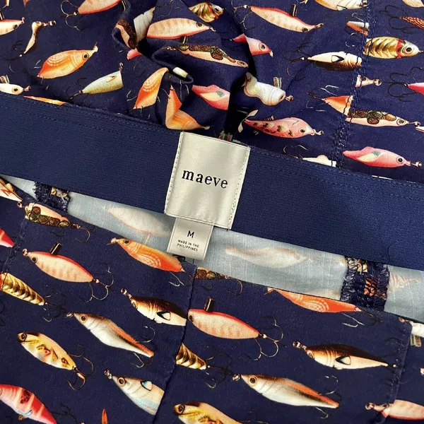 NWT!! Anthropologie MAEVE Fishing Lures Capri Pants Elastic Waist Cropped Medium - Image 13
