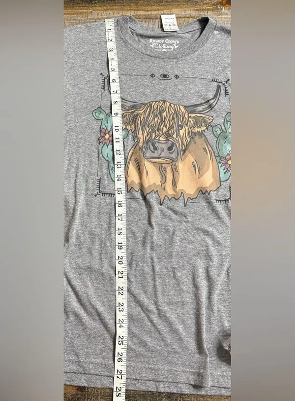 Rowdy Crowd Clothing Heather Gray cow Graphic Tee - Image 6