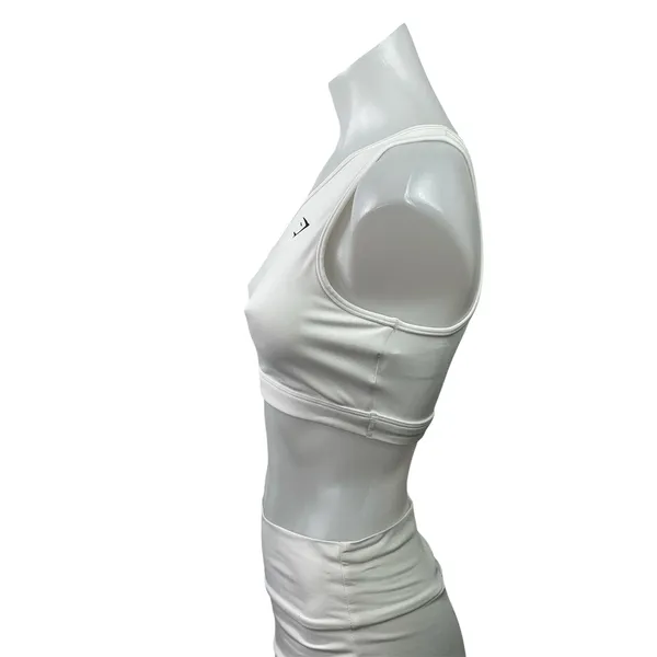 Gymshark White One-shoulder Sleeveless ActiveWorkout Sports Bra Crop Tank Top S - Image 2