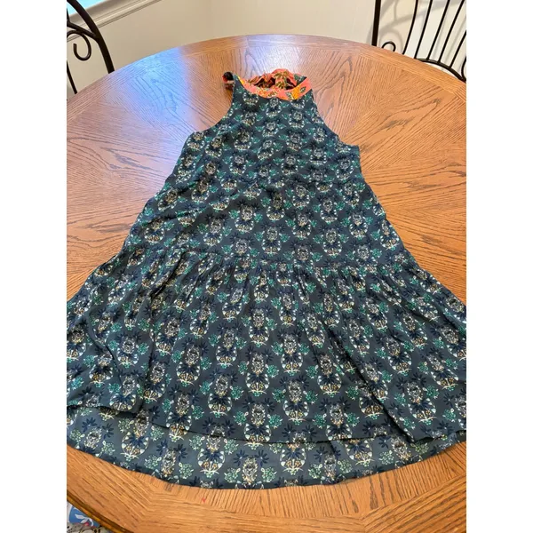 Natural Life Teal Floral Halter Neck Tiered Mini Dress Blue Green Coral Medium - Image 2