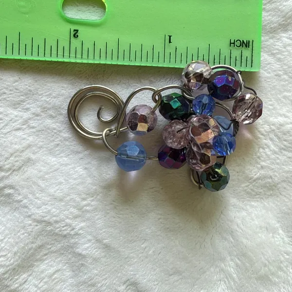 Handmade Beaded Brooch Pin Multicolor Glass Bead Wire Wrapped Abstract Art - Image 3