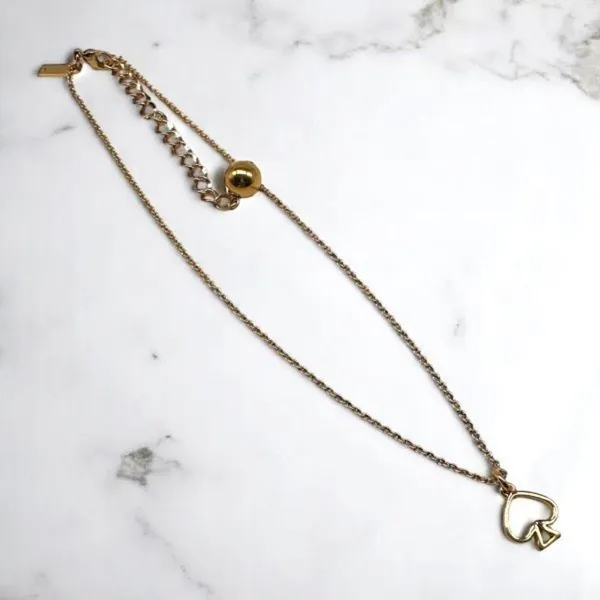 Kate spade Gold tone‎ Signature Logo Pendant Charm open spade designer necklace - Image 3