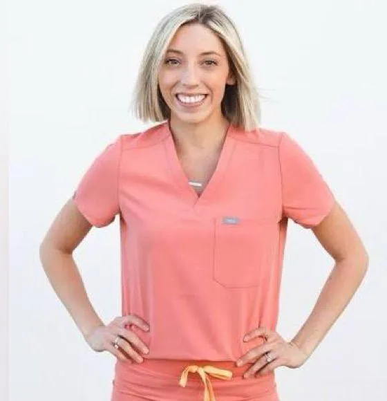 LIMITED EDITION Figs Hot Coral Catarina Scrub Top - Image 6