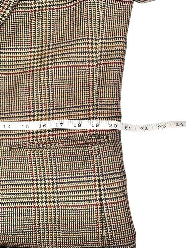 Vintage Brooks Brothers Single Button Plaid Wool Brown Blazer 14 - Image 6