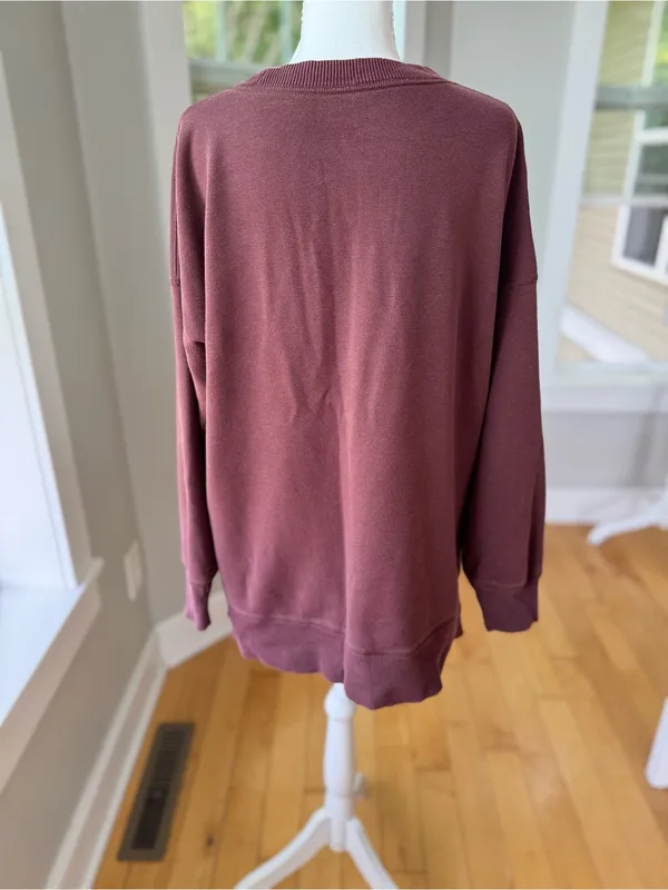 Aerie Rosewood Oversized Baggy Crewneck Sweatshirt Size Small - Image 3