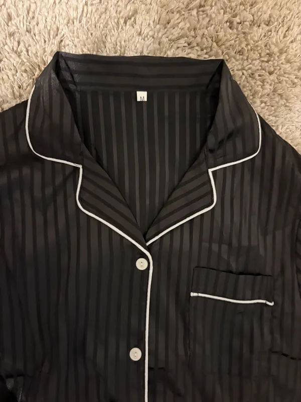 Satin Pajama Set Black Size M - Image 2