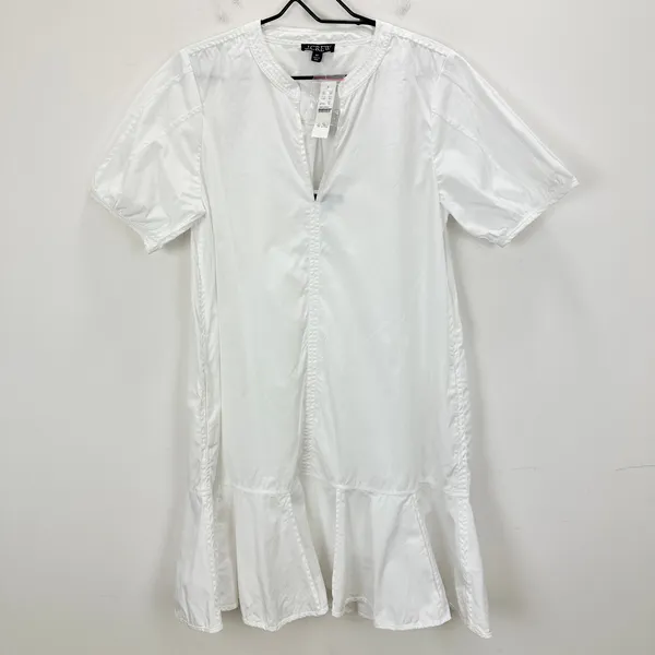 J.Crew Tall Delilah Dress Cotton Poplin Puff Sleeve Minimalist White Medium NWT - Image 6