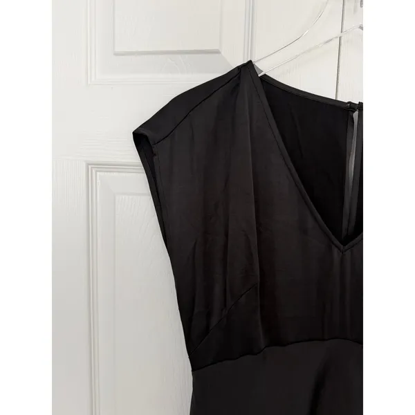 Madewell Wide V-Neck Satin Slip Midi Dress Black Romantic Minimalist Whimsigoth - Image 4