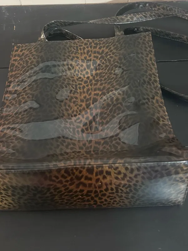 Chateau Leopard Print Patent Tote in Brown and Black - Image 6