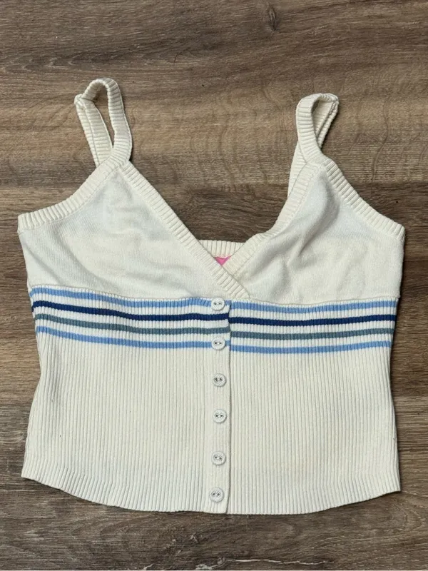 Edikted Miya Stripey Ribbed Knit Tank Top Women’s Small - Image 2