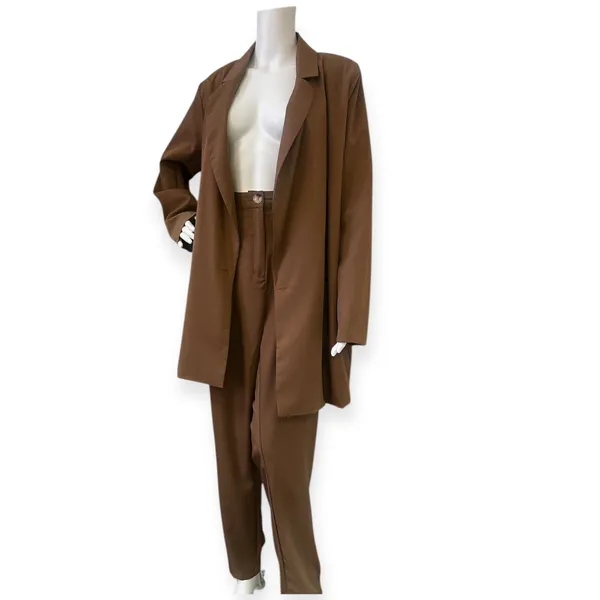 Pretty Little Thing Elegant Brown Oversized suit jacket Pantsuit - Image 4