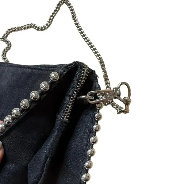 Zara Black Faux Suede silver studded crossbody bag / clutch - Image 4