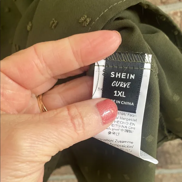 SHEIN Olive Ruffle V-Neck Blouse - Image 4