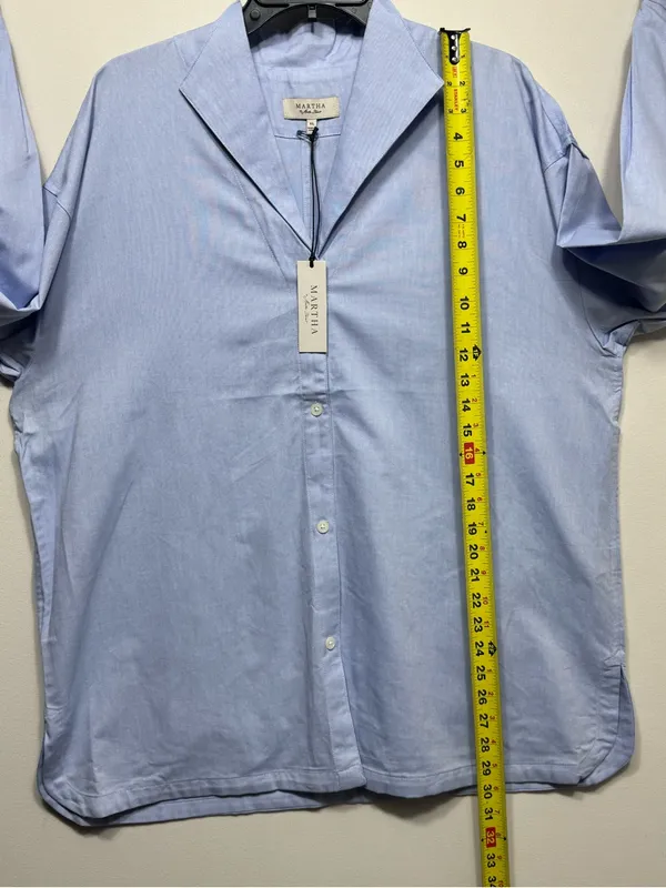Martha Stewart women’s the relaxed classic fit Light Blue Button-Down Shirt NWT - Image 4