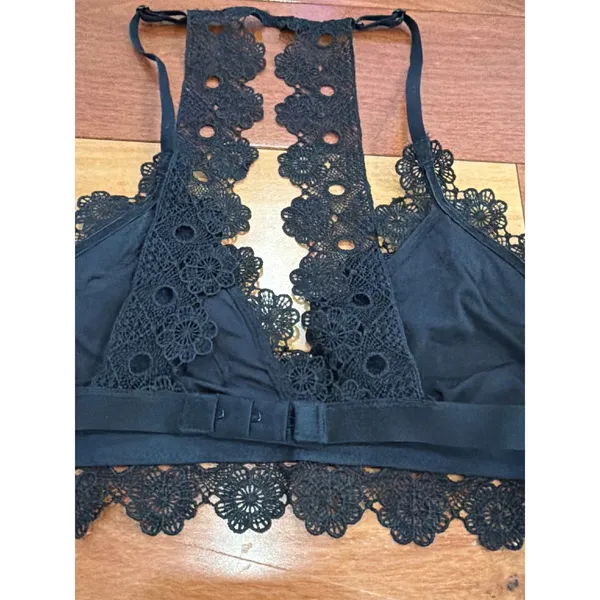 Aerie‎ Bralette Womens Black Crochet Lace Halter Racerback S - Image 8