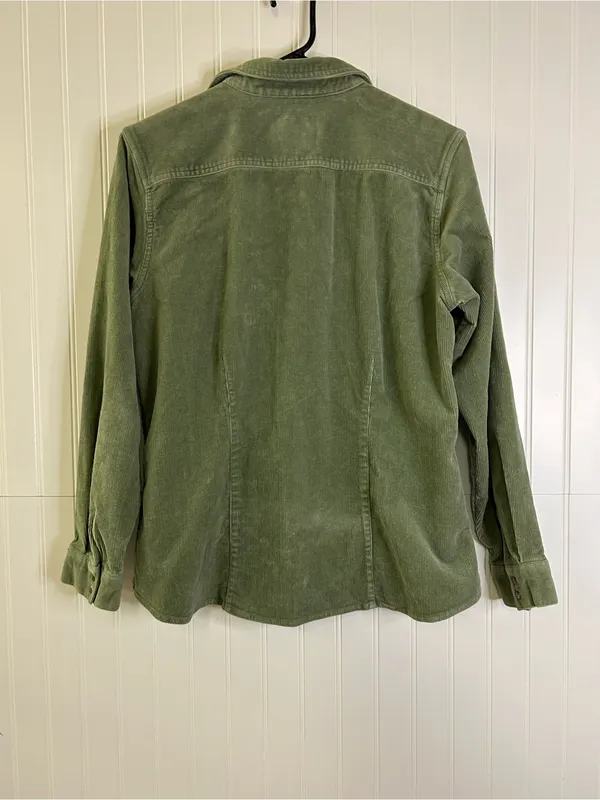 Cabela's Olive Green Corduroy Button-Up Shirt Size Large - Image 4