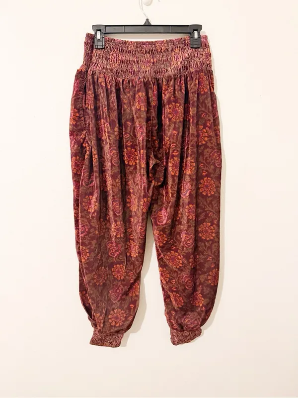 Free People FP One Marla Velvet Harem Gypsy Pants Plum Bohemian Medium M - Image 7