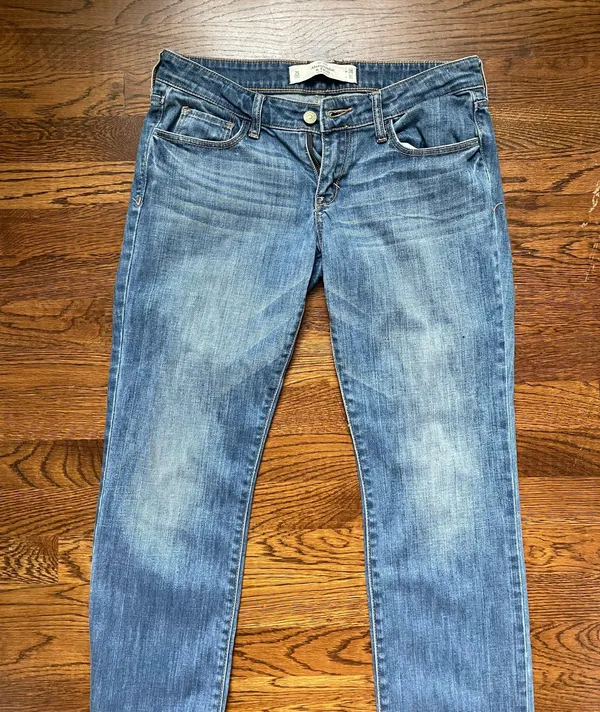 washed straight leg denim jeans size 26 - Image 6