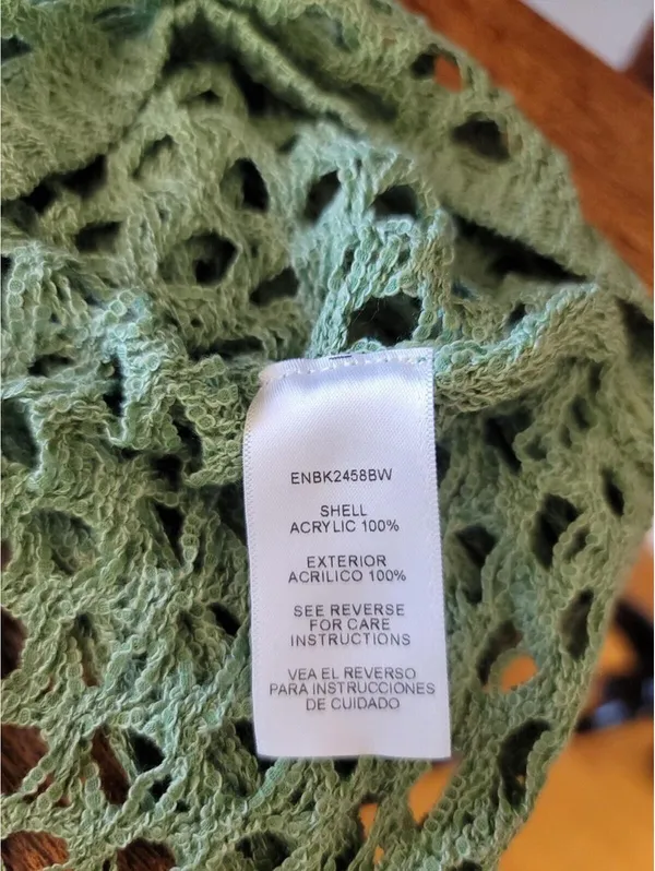 En Crème Sage Open-Knit Bell Sleeve Crop Top Fairy Y2K L - Image 4