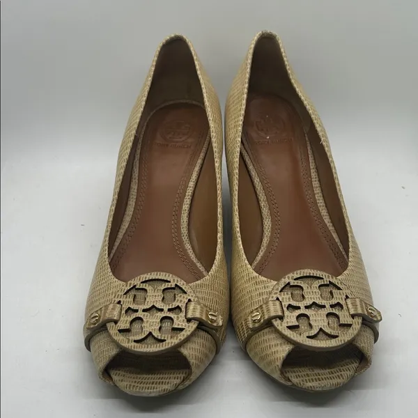 Tory Burch Sexy Tan Peep-Toe Wedge Heel Shoes **Size 8.5** 🔥🔥 - Image 2