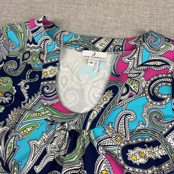 Jude Connally Paisley Print Shift Dress 3/4 Sleeve Multicolor Women's Small - Image 3