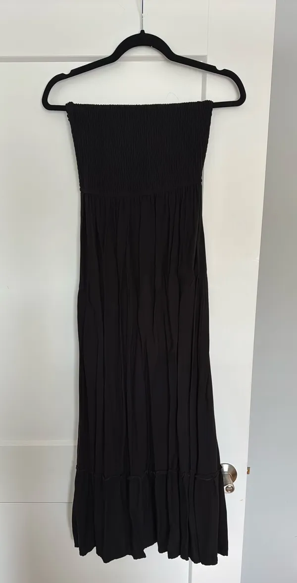 Strapless Black Maxi Dress Tiered - Image 3
