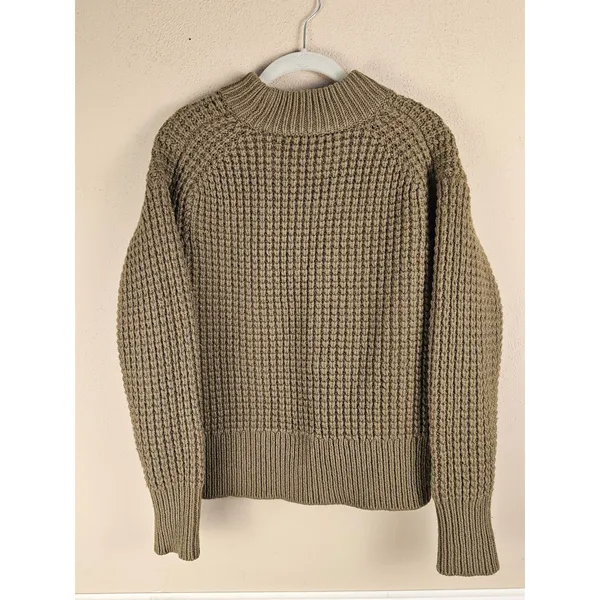Everlane Womens Olive Green Wool Cashmere Mock Neck Pullover‎ Sweater Small - Image 2