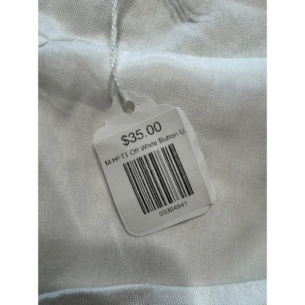 HYFVE Off White Button Up Square Neck Cropped Vest Top Women Size M‎ - Image 4