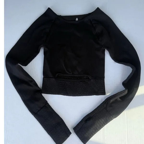 Free People Movement Cut It Out Long Sleeve Top Black XS/P - Image 2