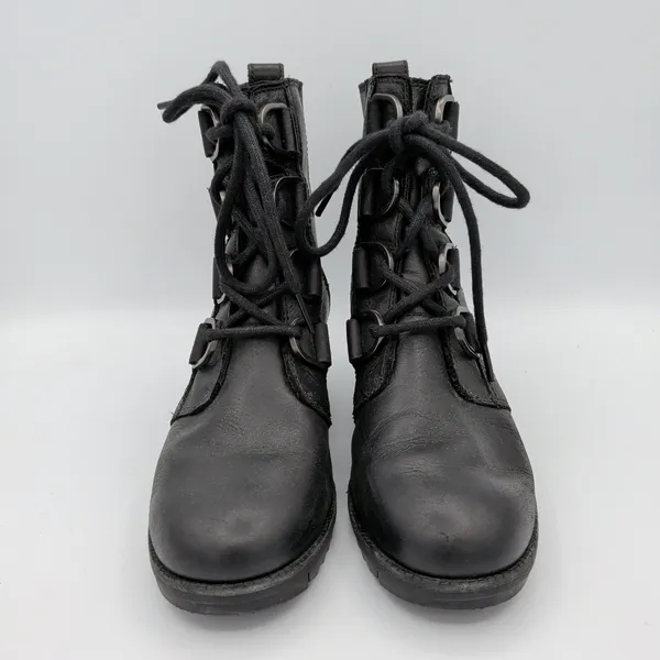 Sorel Cate Lace Black‎ Leather Waterproof Combat Boots NL3385-010 Womens 6 - Image 3