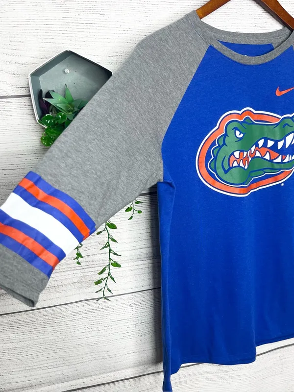 NIKE University of Florida Gators Blue & Orange Sporty Raglan Tee Size Large - Image 3