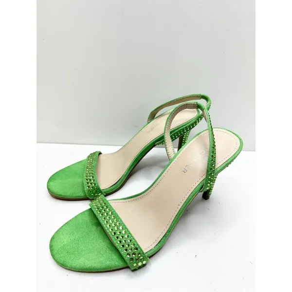 Marc Fisher Sandals Womens 7 Green Betila‎ Slingback Heels Rhinestone Accents - Image 4