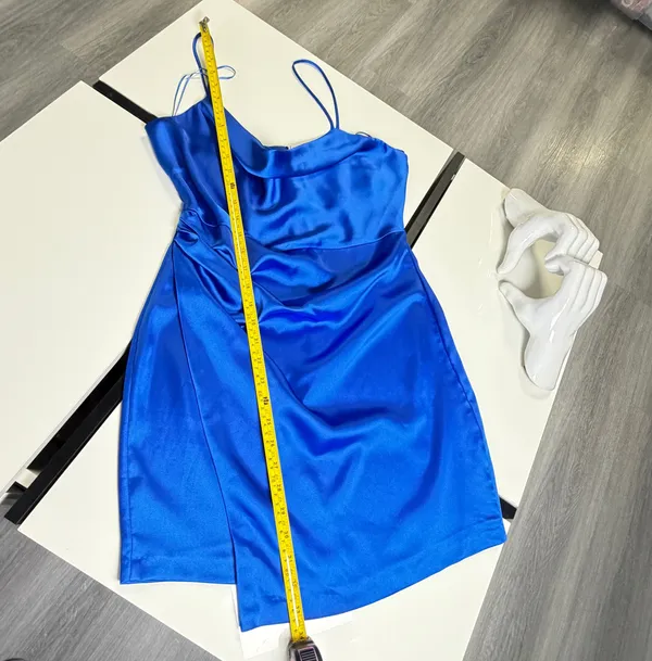 Zara Royal Blue Satin Cowl-Neck Mini Dress - Size Small 💙 - Image 16