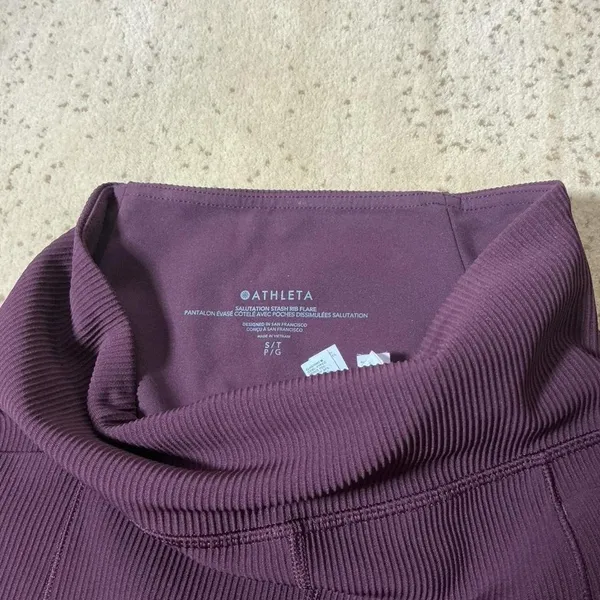 Athleta Salutation Stash Rib Flare Pants Purple High Rise Yoga‎ S/T 467898-00 - Image 6