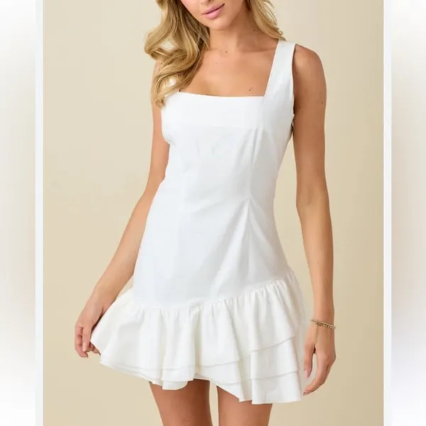 NWT The Lucy Ruffle Dress White Size M - Image 3