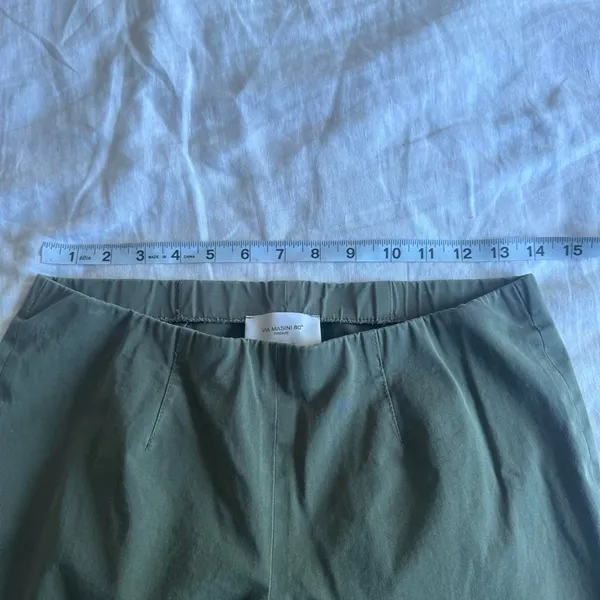 Via Masini 80 Firenze Olive Pull On Cigarette Pants Made Italy Stretch Ankle - Image 6