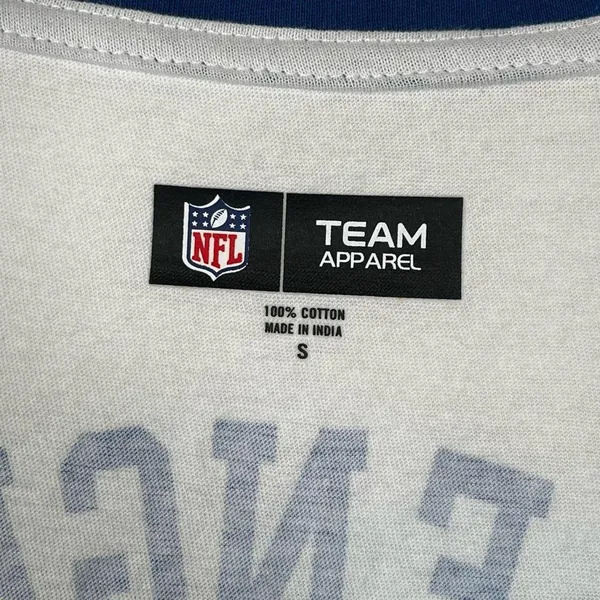 NFL New England Patriots White Blue Lace Up Vneck Tshirt - Image 7