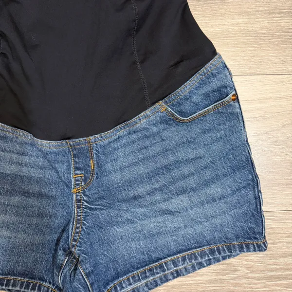 Isabel Maternity by Ingrid‎ & Isabel Blue Denim Over Belly Midi Shorts Size 4 - Image 8