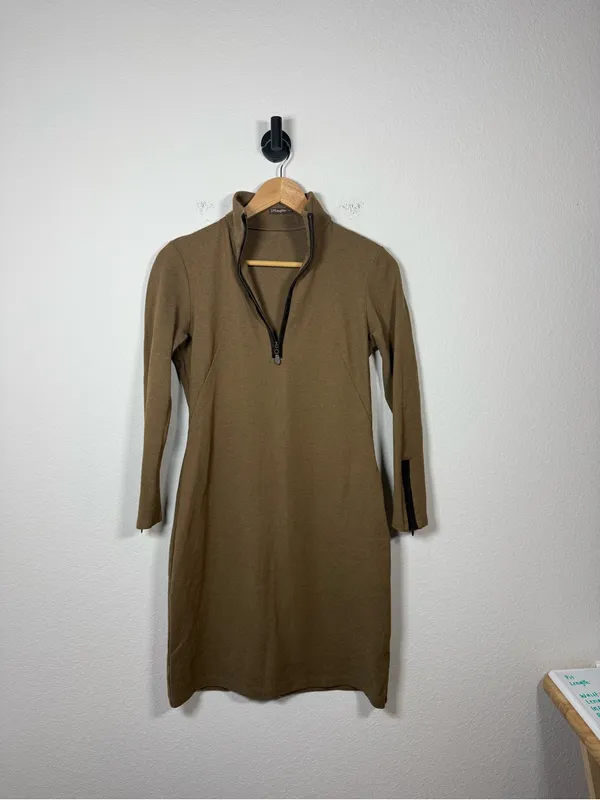 J. McLaughlin Bedford Ponte Quarter Zip Sheath Dress Brown Size S - Image 6