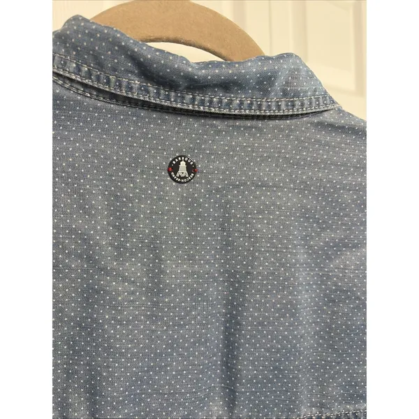 Barbour Sailboat Shirt Tunic Womens Size 8‎ Blue Polka Dot Denim - Image 7