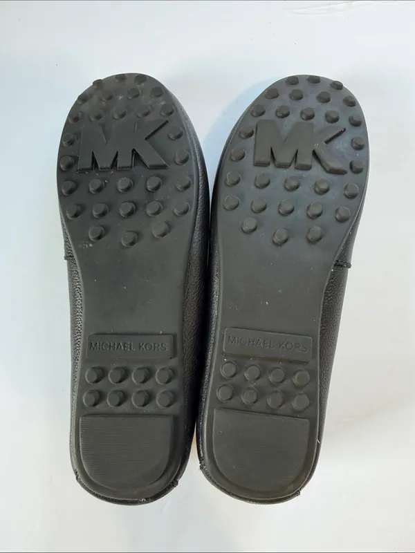 Michael Kors Black Pebbled Leather Bow Moccasin Flats - Image 7