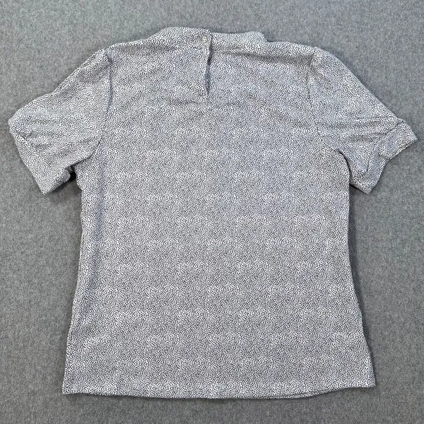 Adrianna Papell Dotted Short Sleeve Blouse Women's Medium Ruffle Collar White - Image 8