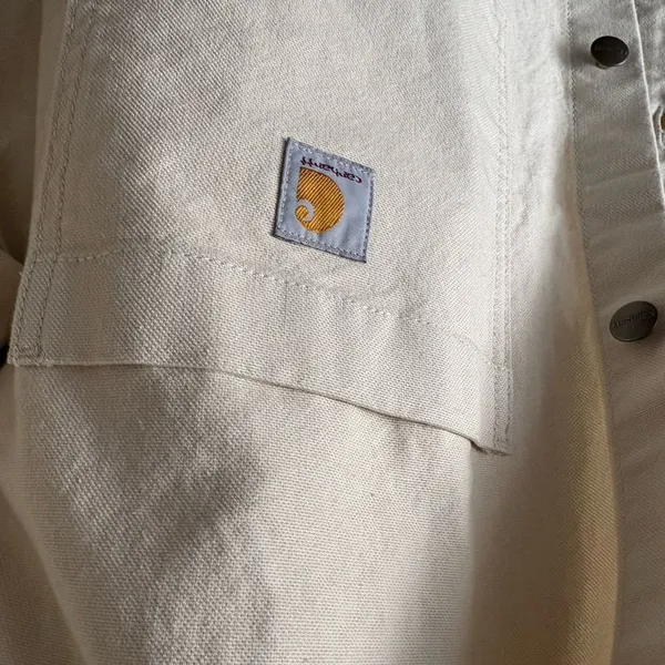 Carhartt Off-White Canvas Chore Jacket with Patch Pockets - Image 3