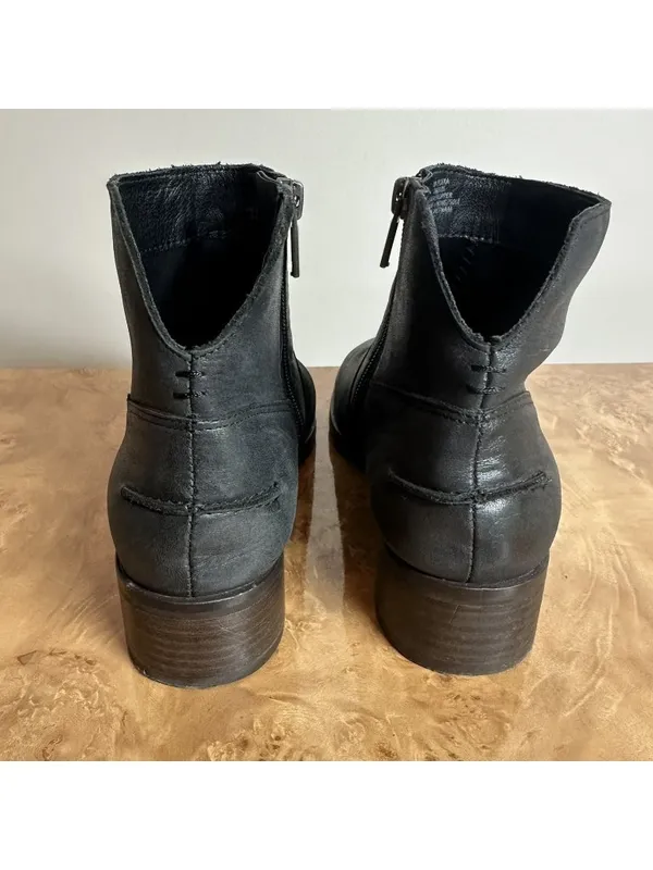 Lucky Brand Pedera Black Leather Ankle Boots Women's Size 7M Side Zip - Image 4