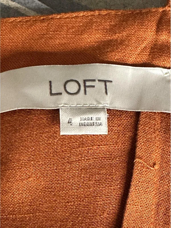 LOFT sleeveless ruffled hem romper Size 4 linen-blend rust coastal summer - Image 8