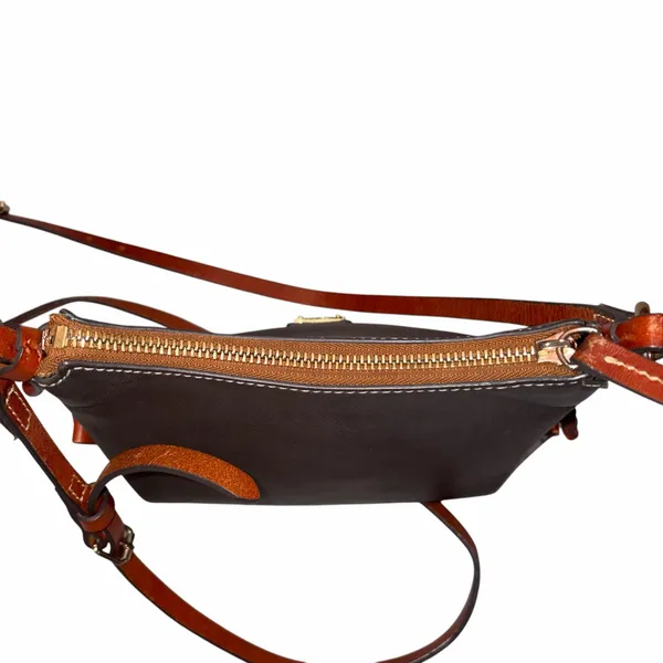 Dooney & Bourke Brown Leather Crossbody Bag - Image 6