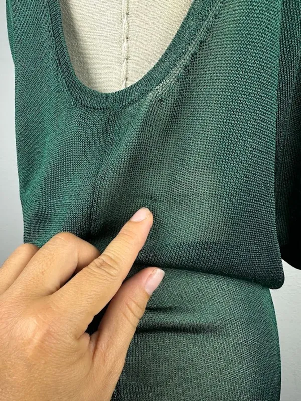 BeBe Y2K Green Cowl Neck Drape Back Bodycon Midi Dress Size S - Image 8
