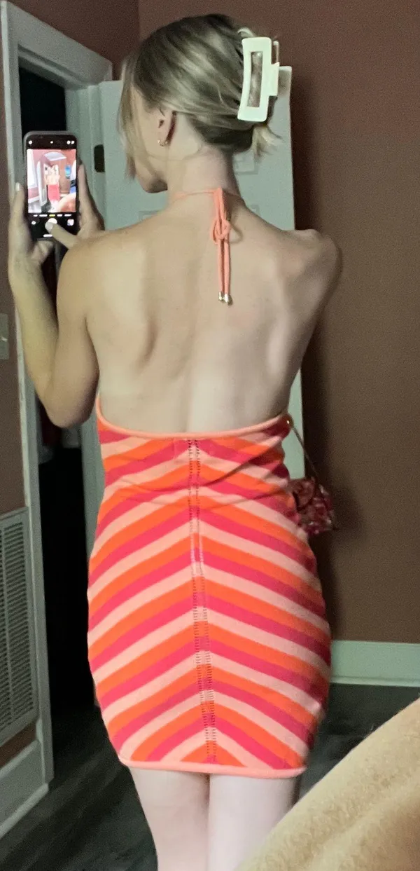 RUNAWAY THE LABEL Crochet Striped Halter Dress - Image 3